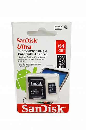 ����� ������ MicroSDHC 64GB "SanDisk" Class10 � ��������� ���. 149733