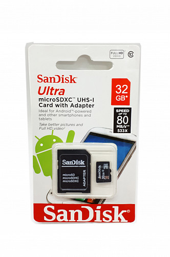 ����� ������ MicroSDHC 32GB "SanDisk" Class10 � ��������� ���. 149732